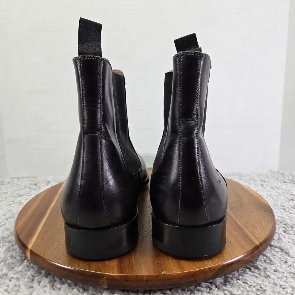 Saks Fifth Avenue by Magnanni Mens 12M Gray Smooth Leather Casual Chelsea Boot